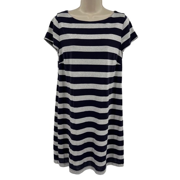 Laundry By Shelli Segal Dresses & Skirts - Laundry by Shelly Siegel 12 Shirt dress Black Silver Striped Lined Short A-Line